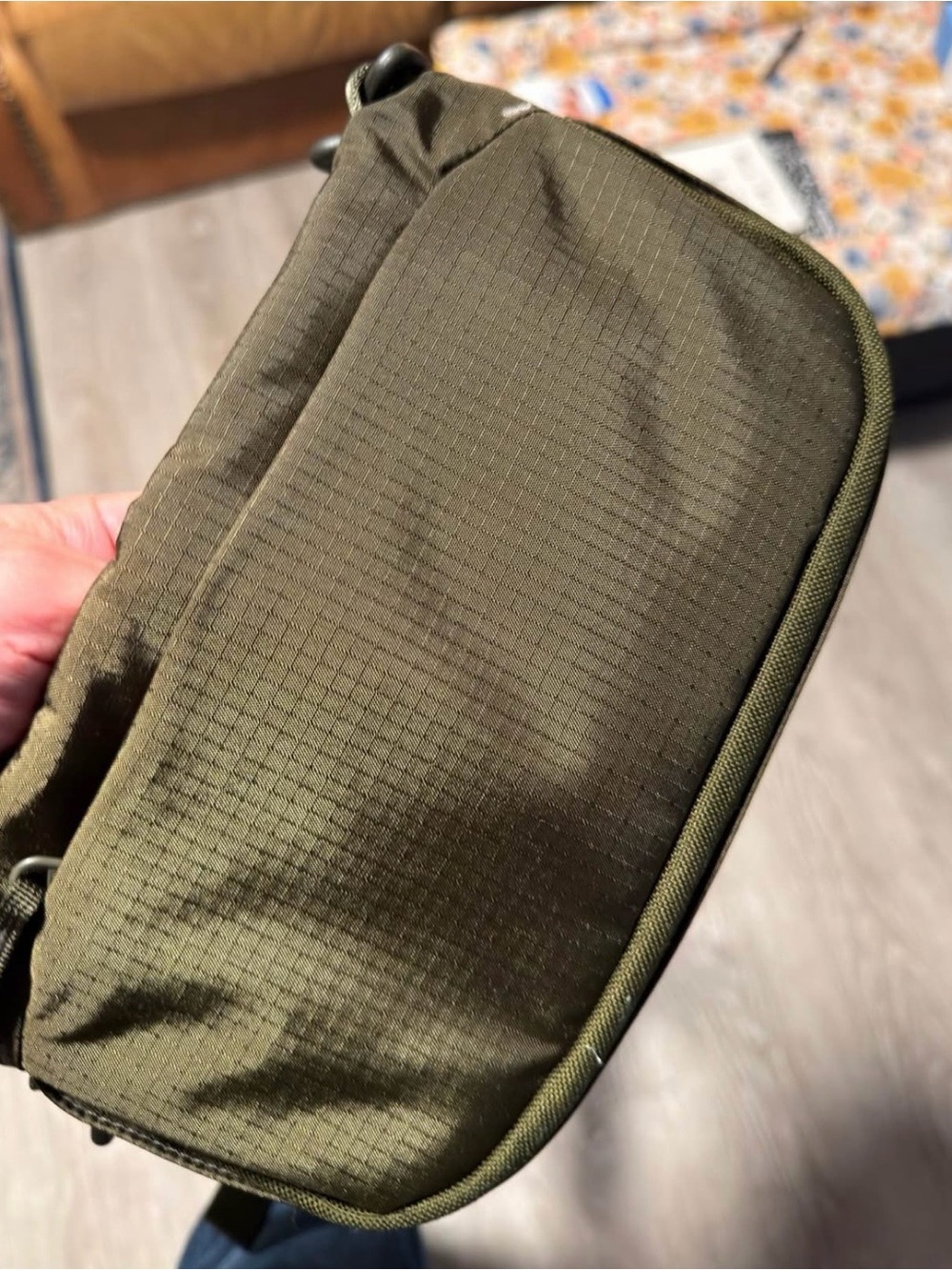 Men's Olive and Mustard Two-Tone Sling Belt Bag - Picture 2 of 4